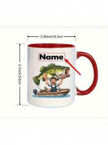 Spersonalizowany kubek wędkarski – z niestandardową nazwą/tekstem, zabawny kubek wędkarski z motywem skaczącej ryby – izolowany ceramiczny kubek do kawy z czarnym uchwytem – idealny prezent dla wędkarzy, rybaków, miłośników kawy i herbaty – na urodziny, Dzień Ojca, Boże Narodzenie – dostępny w 7 kolorach – można myć w zmywarce – nie wymaga montażu – zabawna pamiątka z wyprawy wędkarskiej