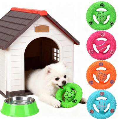 Design de futebol e basquete, 1 peça, brinquedo de pelúcia que faz barulho - brinquedo interativo para mastigar para cães - suprimentos para ranger os dentes