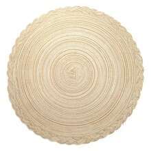 4 Or 6 Piece Set Of 38cm Elegant Round Placemats In Cotton And Linen For Table Setting And Placemats - 奶油 - 查看 2