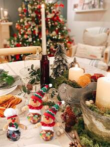 1pc Christmas Gingerbread Man Candy Decoration Jar, Desktop Decoration Supplies, Christmas Gifts, Cartoon Candy Box Storage Jar, Creative Decorative Candy Jar, Suitable For Holiday Parties And Theme Events, Family Gatherings, Shopping Mall Activities, Window Displays