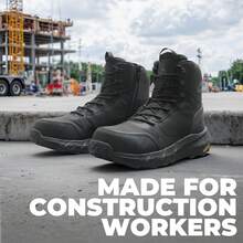 Metrostrike-Nano Men's 8" Composite Toe Safety Work Boots, Lightweight Side Zip ASTM F2412-24 & F2913-24 Boots For Construction Warehouse - Black - View 12