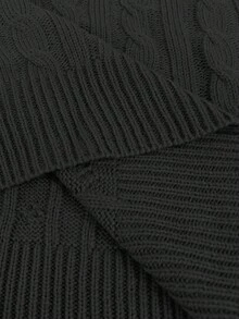 Solid Color Pocket Pullover Sweater & Shorts Set, Casual Autumn/Winter Outfit, Back To School, Women Teachers Uniform, Women's Outerwear, Women's Date Night Attire, Women's Business Casual Low-Waist, Korean Style, Basic Contrast Color Sweater, Halloween Sweater, Christmas Sweater, Women Office Wear Autumn/Winter - Black - View 4