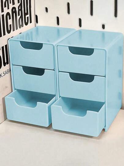 صندوق تخزين مكتبي صغير ب- 3 أقسام، تصميم درج مريح، سعة كبيرة، حواجز قابلة للإزالة، مثالي لتخزين المجوهرات والأحمر الشفاه والمستحضرات التجميلية، مناسب للعطلات والشاطئ والحمام وتنظيم غرفة النوم