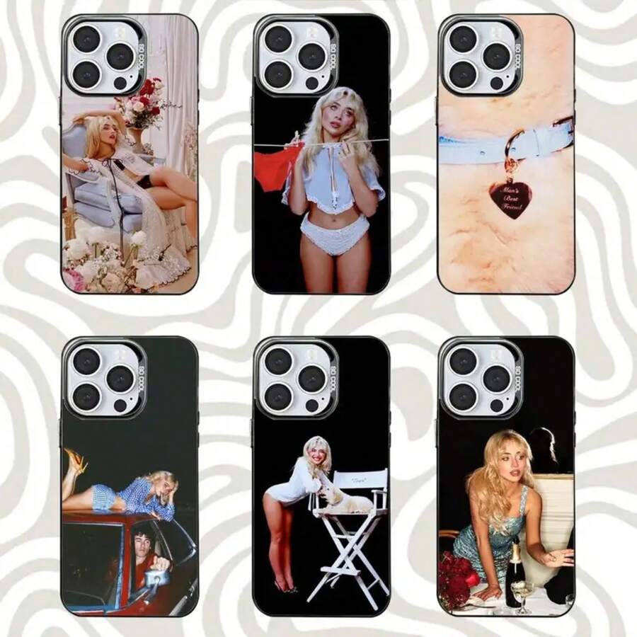 Funda de Teléfono Hot Singer S-Sabrina Carpenters para 17,16,15,14,13,12,11,Pro,MAX Cubierta Negra Mate a Prueba de Golpes - z3 - Ver 1