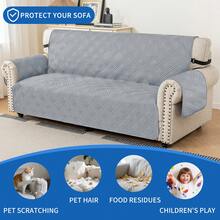 YSTYLE Single-Seater Sofa Cover With Armrests, Reversible Cat-Friendly Scratch-Resistant Couch Cover, Double-Sided Quilted Sofa Cover, Universal Sofa Cover - Light Gray + Beige - View 6