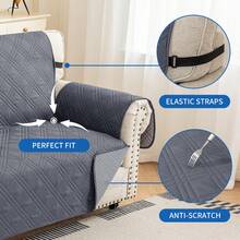 YSTYLE Single-Seater Sofa Cover With Armrests, Reversible Cat-Friendly Scratch-Resistant Couch Cover, Double-Sided Quilted Sofa Cover, Universal Sofa Cover - Dark Gray + Light Gray - View 4