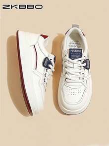 ZKBBO Women's Flat Casual Shoes, PU Material, Minimalist Design, Versatile, Lightweight & Comfortable Skate Shoes For Students, All Season