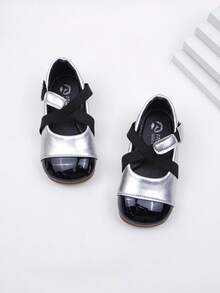 女童鞋秋季新款软底魔术贴公主鞋婴幼儿时尚小皮鞋低帮防滑平底鞋宝宝平底鞋 - 銀色 - 查看 5