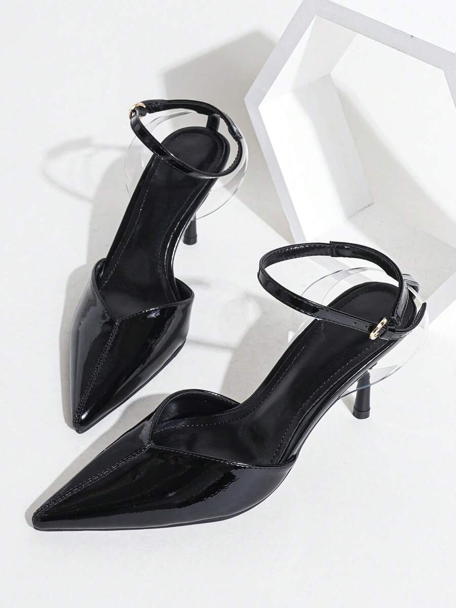 Giày cao gót quai chéo mũi nhọn tối giản dành cho nữ, giày cao gót màu nude gợi cảm thời trang, thích hợp cho các hoạt động ngoài trời mùa hè, tiệc tùng, đám cưới, kỷ niệm, ngày lễ tình nhân - màu đen - Xem 1