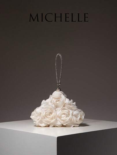 Bolso de mano mini, bolso de dama de honor, bolso con estampado floral, bolso de fiesta, bolso de diseño asimétrico, accesorios de boda, elegante bolso de dama, suministros de boda, regalo de dama (patrón aleatorio), boda