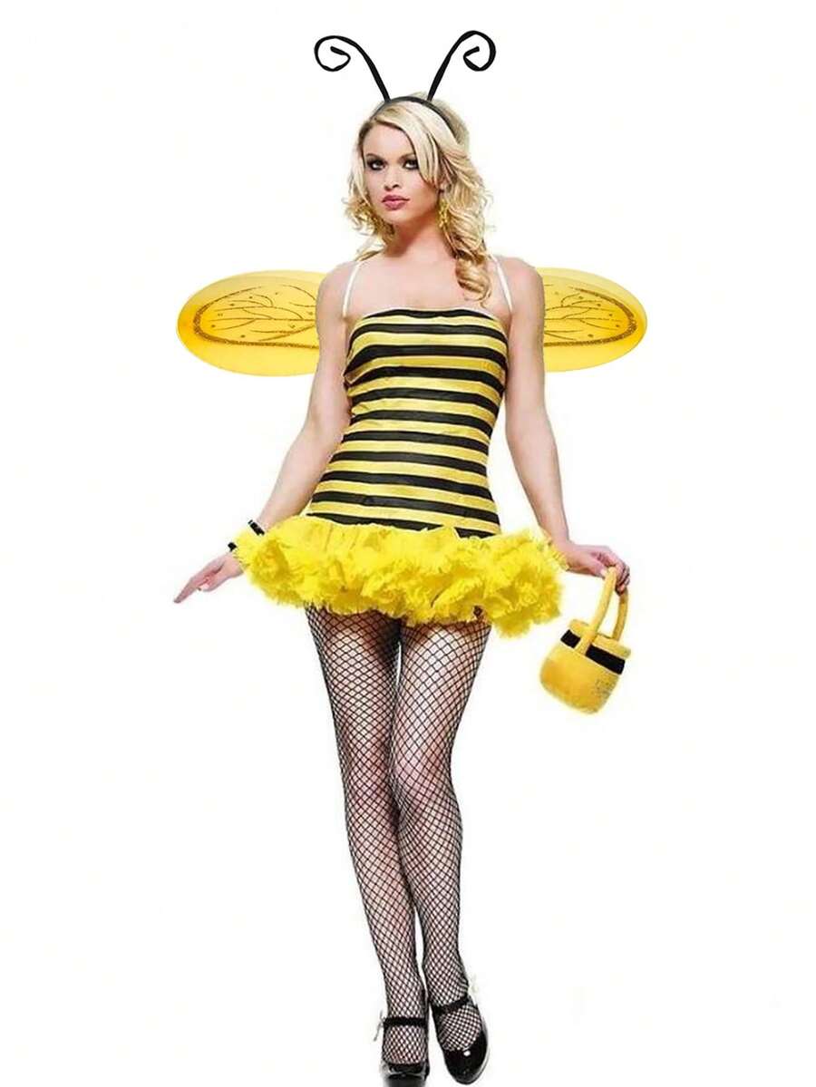 2 piezas Alas de abeja, diadema con antenas de hormiga, accesorios de disfraz para festival