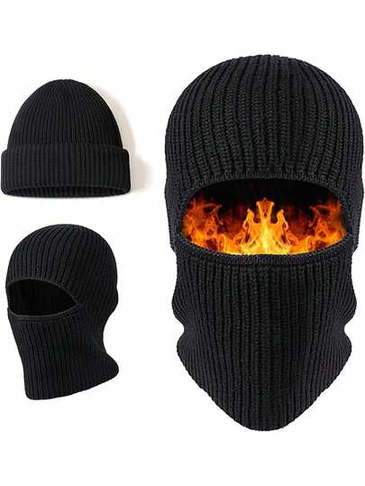 2-In-1 Balaclava Knit Hat, Unisex Warm Ski Mask Beanie, Windproof Face Cover, Soft & Comfortable, Fashionable & Versatile