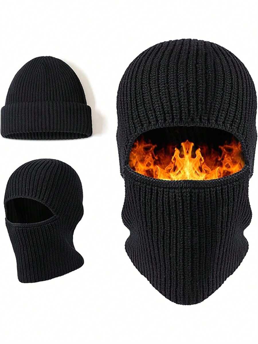 2-In-1 Balaclava Knit Hat, Unisex Warm Ski Mask Beanie, Windproof Face Cover, Soft & Comfortable, Fashionable & Versatile - Multicolor - View 1