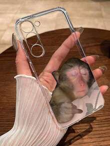 Funda para  con un adorable diseño de mono durmiendo, apta para las series  16E/15/14/13/12/11/PRO/PLUS/PROMAX/MINI. Compatible con las series  S/A/M/NOTE,  S/G/EDGE/E, Honor 400/MAGIC/X, OPPO RNO/A/F,  14/Redmi/POCO/NOTE. Transparente, sencilla, elegante y duradera, fabricada con material TPU protector. Perfecta para San Valentín, Halloween, Navidad y otras ocasiones festivas: una opción ideal para uso personal o para regalar. - transparente - Ver 4