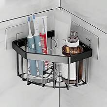 1PC Triangular Draining Basket Multi-Functional Storage Rack, Black Plastic Diamond-Shaped Model, Kitchen Small Tools, Bathroom, Kitchen Storage Rack.