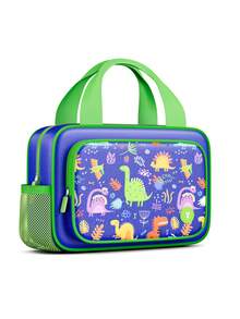 Meoky isolierte Lunchbox - 1 Stück große Kapazität Thermotasche mit seitlicher Netztasche, süßes Cartoon-Design, wiederverwendbare Bento Lunch-Tragetasche hält Essen warm & frisch, ideal für Schule, Picknick & Reisen