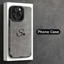Funda de Teléfono Simple de Color Sólido con Patrón de Corazón y Letra S para iPhone 16ProMax/15Pro/14Plus/13/12/11ProMax, Resistente a Impactos, Diseño de Moda, Cubierta Protectora de TPU, Cuero Sintético - Colores mixtos - Ver 3
