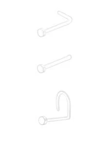 CIZME 3pcs Transparent Heart Shaped Nose Rings, Bioflex Nose Rings, L-Shaped Nose Studs, Unisex Body Piercing Jewelry, Nose Piercing Retainers