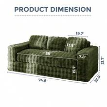 MAXYOYO 2/3 Seater Couch With  Cushion & Backrest,Boneless Floor Sofa With Armrests For Living Room Bedroom Office,Sofa In A Box,No Assembly Required - màu xanh lá - Xem 4