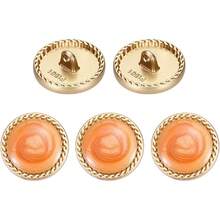 Metal Vintage Gold Button 15 Rounetal Sewing Button Alloy Shank Replacement For Women's Suit Woolen Coat Shirt Dress Sewing Orange Pack Of 5,25526598 - 橘色 - 查看 1