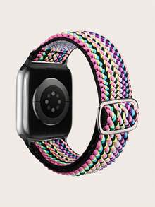 Nylon Twill Elastic Watch Bands Strap Compatible With Apple Watch Series 11/SE 3/Ultra 3/ 49mm 46mm 45mm 44mm 42mm /42mm 41mm 40mm 38mm, Watch Series 10 9 Ultra SE 8 7 6 5 4 3 2 1 For Women Men - Multicolor - View 8