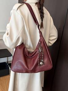 Fashionable Large Capacity Shoulder Tote Bag For Women, Design - Burgundy - View 6
