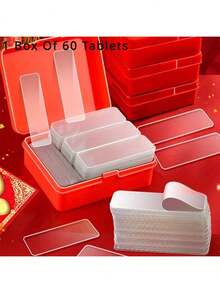 60 片可重复使用双面胶带 - 防水、可移除、透明壁挂条 - 非常适合农历新年对联