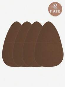2 Pairs/4 Pcs Plus Size Disposable Invisible Lifting Adhesive Water Drop Shaped Nipple Covers, Fabric Surface Strapless Bra, Beige Brown Coffee Black, Suitable For B-E Cup Large Breasts - Multicolor - View 20