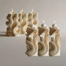 1pc Wave Pillar Incense Wax Candle Silicone Mold, DIY Decorative Plaster Ornament Suitable For Various Festivals, Birthdays, Home Decor