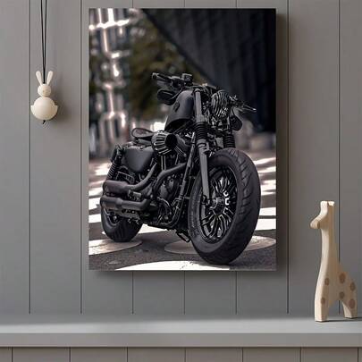 1pc Black Motorcycle Night Road Canvas Wall Art, Canvas Poster, Prints Poster, Modern Art Home Decor For Living Room, Bedroom, Cafe, Kitchen & Restaurants Decor, Perfect Friend Gift, No Frame