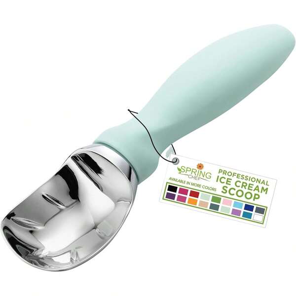 Spring Chef Scoop With Comfortable Handle, Professional Heavy Duty Sturdy Scooper, Premium Kitchen Cookie Dough, Gelato, Sorbet, Mint