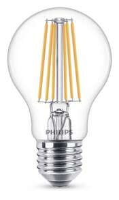 Philips LED Standard Filament Bulb, Vintage Effect, E27 Fat Cap, 8 W Equivalent To 75 W Incandescent, Cool White Light - White - View 2