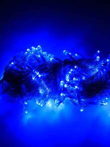 luces navideñas luz impermeable 100 led tira de luz para navidad y halloween luces de un color y luces multicolores Adecuadas para Patio, Postes, Porches, Árboles, Barandillas, Patios y Decoraciones Navideñas, - Azul - Ver 5