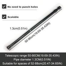 1 件黑白弹簧张力窗帘杆、弹簧浴帘杆无需钻孔、可调节浴室隔断弹簧杆、可调节黑白窗帘杆、无需钻孔、安装简便、适用于浴室、窗户、房车、客厅、卧室、窗帘、衣柜等。可拼接伸缩杆、窗帘杆、衣柜挂杆、可自由拼接多尺寸晾衣架、阳台窗帘杆、卧室窗帘杆、浴室伸缩毛巾架浴室装饰