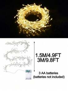 3 Metros/6m Luces de Hadas Navideñas, Luces de Hadas de LED Blanco Cálido, 8 Modos Control Remoto, Alimentado por Enchufe/USB, Impermeable Para Uso Interior/Exterior, Adecuado Para Decoración de Árbol de Navidad y Fiesta - color cálido - Ver 3