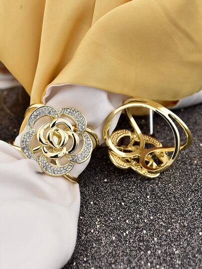 1 قطعة مشبك وشاح مرصع بالراين ذهبي الوردة، مناسب للمعاطف والفساتين والملابس اليومية للنساء