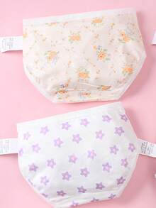 6条/包 女童新款可爱碎花蝴蝶结印花柔软舒适纯棉内裤