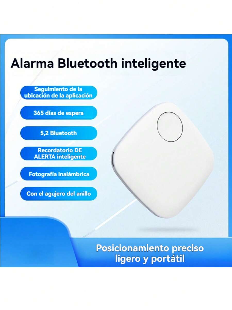 Dispositivo antipérdida Bluetooth, localizador de mascotas, teléfono móvil, llave, billetera, alarma bidireccional, localizador de mascotas. - Blanco - Ver 1