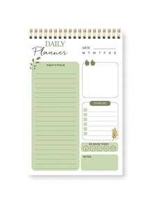 BUBU 1pc Spiral Daily Planner To Do List Notepad - Undated Goals Planning Pad With Hourly Schedule Tear-Off Notepad,Stationery Office School Supplies Back To School - Green - View 9