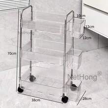 Folding Trolley Cart Shelf Storage Rack Rolling Office Wheels Metal 3/4/5 Tier - Black - View 31