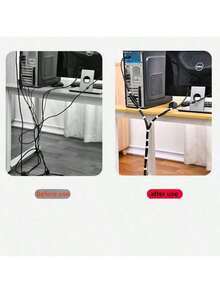 5-Meter Cable Organizer, Cable TieHook And Loopro Cable Tie, Data Cable Management, Self-Adhesive Double-SiHook And Looplcro Tie, Headphone/USB Cable, Computer Cable Tie, Desktop Cable Pack Organizer, Household And Office Cable And Wire Management - Grey - View 8