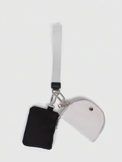 Multifunction Contrast Color Fashion Women Wrist Pouch Portable Minimalist Card Holder Coin Purse Mini Wallet Small Wallet Coin Wallet For Men Wallet Purse Wallet