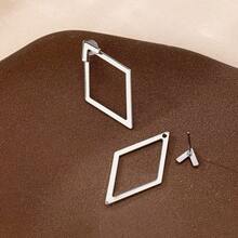 Geometric Triangle Earrings, Minimalist Jewelry, 18k Gold Plated, 925 Silver - Bạc - Xem 2