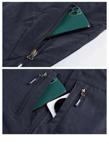 男士轻便背心，多口袋拉链尼龙无袖夹克，适合户外、钓鱼、摄影、休闲、运动，四季皆宜 - 寶藍色 - 查看 5