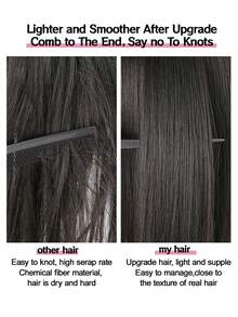 Extensii de păr sintetice lungi și drepte cu clips, 22 inch, 16 clipsuri, 220 g, clipsuri în perucă pentru temperaturi ridicate, pentru femei - Multicolor - Vizualizare 6