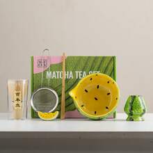 Cabin Kangaroo 1 Set Hand-Painted Watermelon Matcha Bowl Tea-Making Tool Set, Ceramic Chasen, Matcha Whisking Tools, Salad Bowl With Spout, Combined Set Of Tea-Making And Salad Utensils, Matcha Foam, Unique Salad Bowl, Exquisitely Designed Salad Bowl, Unique Tea-Making Set, High-Quality Ceramic Chasen