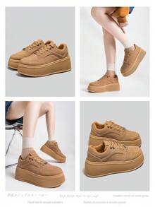 Alan Vincent【免费退货】【厚底鞋系列】新款女士休闲鞋，女士厚底鞋，棕色鞋，舒适运动鞋，增高6厘米，派对鞋，适合娇小女性，透气运动鞋，时尚百搭