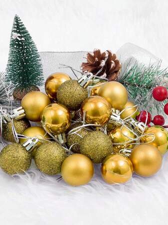 48 件多色圣诞装饰品 - 塑料防碎球，金属饰面，非常适合树木装饰、节日庆典、节日家居装饰、节日装饰 | 光面饰面装饰 | 耐用节日装饰、圣诞装饰