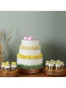 3-Piece Cake Stand Set Round Metal Cake Stands Dessert Display Cupcake Stands, Gold - Vàng - Xem 5
