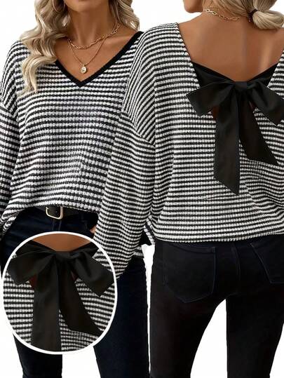 Plus Size Women Striped Contrast Color Patchwork Twist Back Sleeveless Top